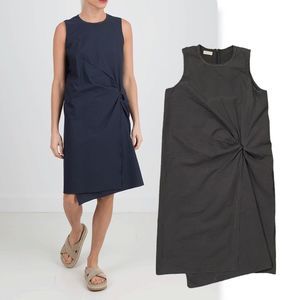 Brunello Cucinelli Navy and Charcoal Midi Dress